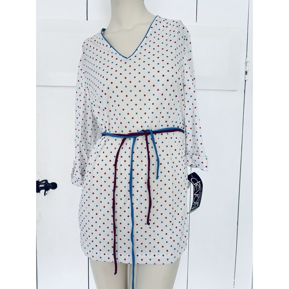 Vintage Devon Polka Dot Blouse Shirt Top 70s Womens Small NWT NOS Colorful